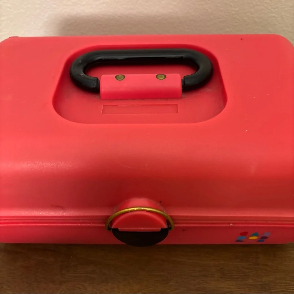 Caboodles Makeup Case Hot Pink‎ Black Vintage 1990s Model 2602 USA Slide Trays